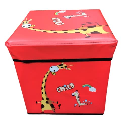 LakhanPal® Storage Box Portable & Foldable Laundry Box Cum Sitting Stool Folding |Sitting Stool|pouffes for Living and Bedroom|Puffy Stool (30 cm x 30 cm x 30 cm) (Multicolor)-image-48