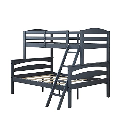 Dorel Living Brady Twin Over Full Solid Wood Kid's Bunk Bed With Ladder, Gray #TOP3