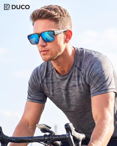 Image of DUCO Polarized Fit Over Sunglasses for Men and Women UV400 Protection Retro Square Wrap Around Shades for Driving Riding 8986