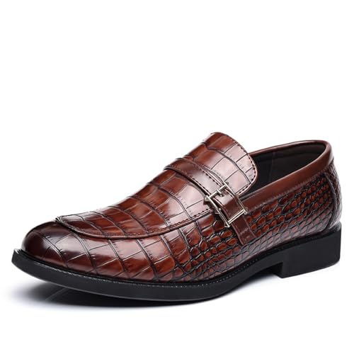 Men's Dress Crocodile Print Slip-on Classic Leather Loafers Casual Oxford Shoes2