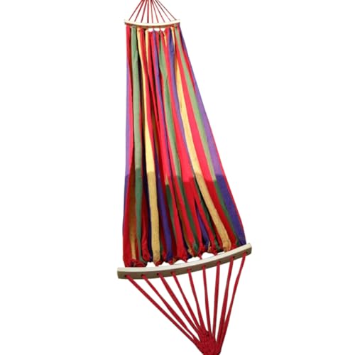 LOORGVEL Hamac Suspendu Anti-basculement Personne, Toile de Parachute Rouge, Barre en Bois Incurvée 40 Cm, 190 X 100 Cm, Cordes et Paquet de Rangement, Hamac...