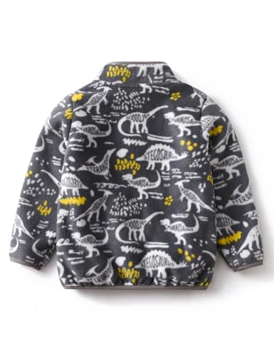 Image of Kids Printed Fleece Jacket Sherpa Lined Lightweight Zip | Toddler Baby Boys Girls Autumn Winter Warm Outerwear Soft Polar Fleece Car Seat Friendly Zip Up Coat