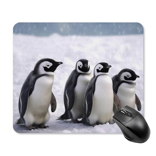 Tapis de souris lisse en caoutchouc carré motif pingouins