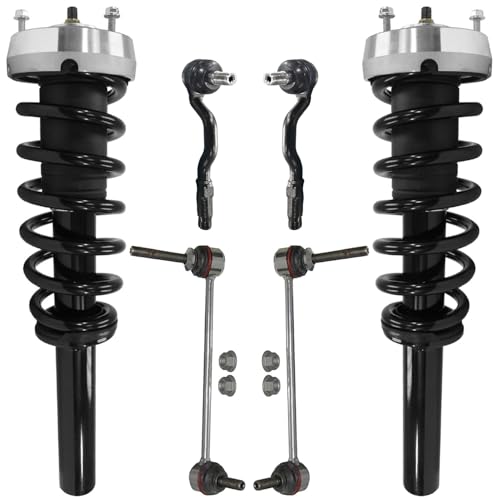 Image of Detroit Axle - 6pc Front Struts Kit for BMW 2008-2014 X6 2007-2013 X5, 2 Struts with Coil Spring Assembly 2 Outer Tie Rod Ends 2 Sway Bar Links 2009 2010 2011 2012 Replacement Suspension