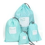 Foryee Waterproof Storage Bag - Nylon 4 Different Size - Drawstring Bags / Ditty Bag / Cord Bag /Shoes Bag for Travel Home Outdoor Hiking Camping - Blue