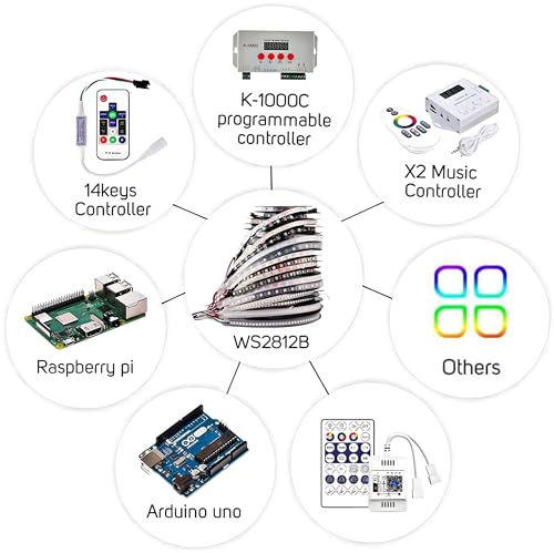 Image of WS2812B RGB Individually Addressable Pixel LED Strip-5M (16.4ft) - 60 LEDs /m - DIY Projects, Lighting Effects [Needs 5V Adaptor & a Controller to Work] (WS2812B Strip ONLY)
