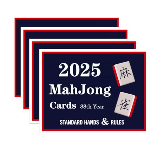 Mahjong Cards 2025 - Official Revision Large Size -Easy to Read & Large Print - 4Pcs