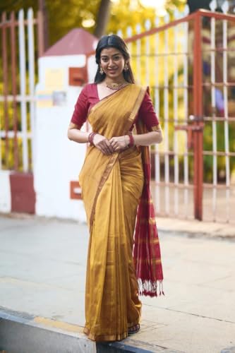 Image of Women's Cotton Soft Silk Sarees | Jamdani Cotton Saree With Attach Unstitched Blouse Piece