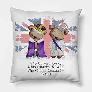 King Charles III 3rd & Queen Consort Camilla Cushion- Royal Cloak Teddy Version Coronation Monarch 2023 Celebratory Gift for Friend Present Family Keepsake