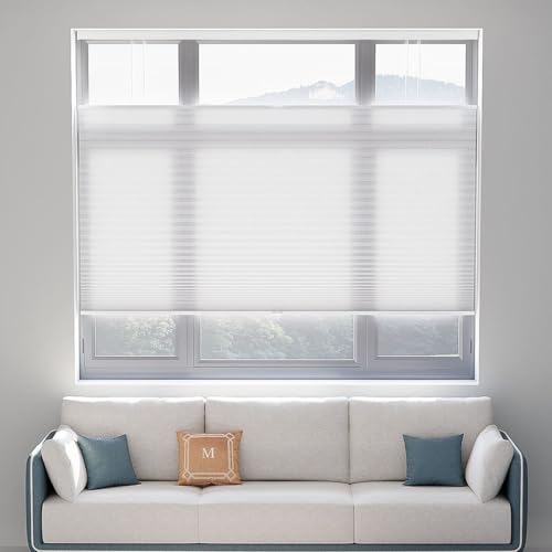 Langla-Shades Top-Down Bottom-Up Cordless Cellular Shades, Custom Sizes with Blackout & Light-Filtering Options in (White - Light Filtering, Custom Size)