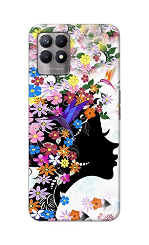 Image of Printed Hard Back Cover Case for Realme 8i Back Cover (Floral Hairstyle Girl) -1803