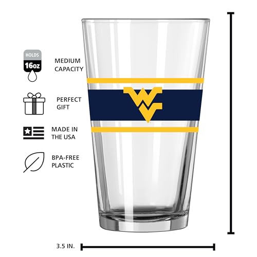 Image of Logo Brands NCAA 16 oz Pint Glass - Durable Glass With Bold Team Color- Chip-Resistant Rim Drinkware For Fans, Tailgates, Home Bars & Everyday Use