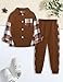Oranchids Boys Clothes Size 8-10 Boys Outfits Long Sleeve Brown Plaid Shirts Button Down Sweatshirts Sweatpants Fall Outfits Winter Clothes Thanksgiving Outfit 2 Piece Size 9-10