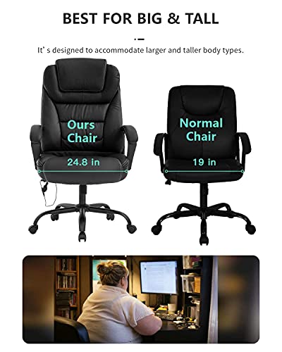 Big And Tall Office Chair 500Lbs Wide Seat Ergonomic Desk Chair With Lumbar Support Arms High Back Pu Leather Executive Task Computer Chair For Heavy People Women,Black #TOP4