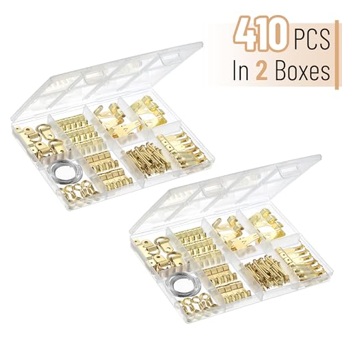 Image of Mr. Pen- Picture Hanging Kit, 410 pcs, Gold, Assorted Hooks, Nails | Sawtooth Hangers, D-Rings, Steel Wire, Ring Hooks, Home Wall Mount Hardware for Frames, Canvas, Decor