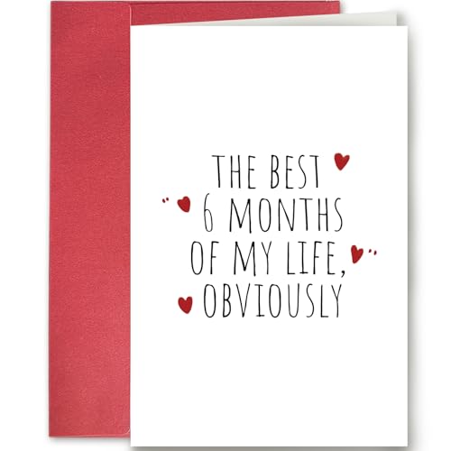 SuperShunhu 6 Months Anniversary Card for Him Her, Six Months Card Gift for Boyfriend Girlfriend, Dating Anniversary Card