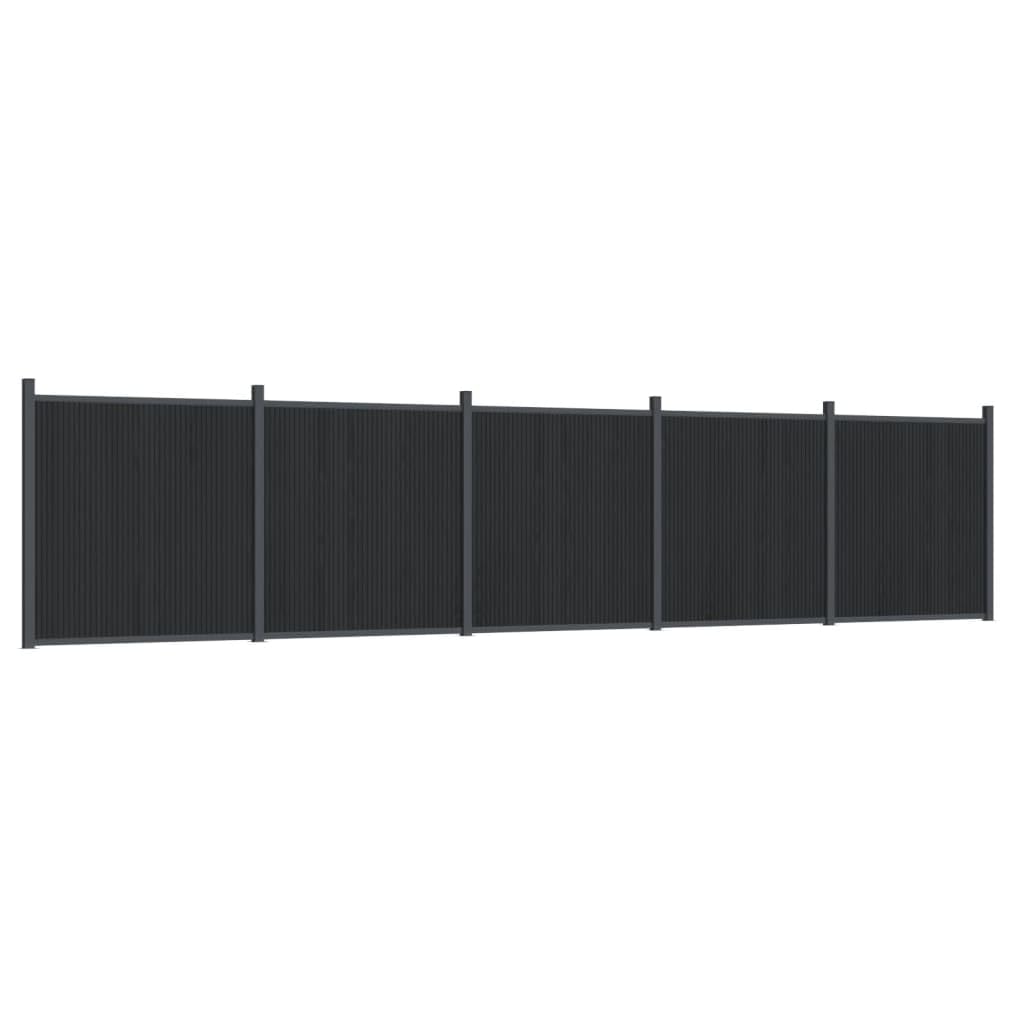 Panel de valla gris 872 x 186 cm WPC, juego de paneles para valla de jardín, material WPC robusto y duradero, sistema modular con opciones de montaje flexibles, componentes de aluminio y acero