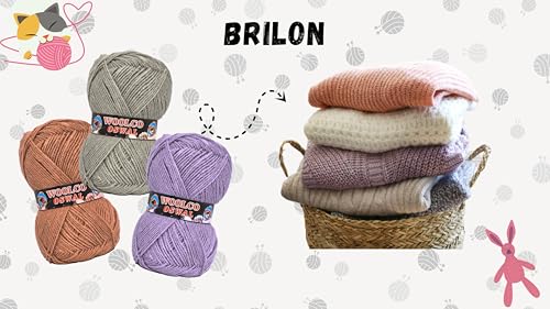 Image of Brilon Acrylic Hand Knitting Yarn Balls Pack of 4 (50g Each) -Soft Wool Yarn for Knitting, Craft, DIY Projects, Sweaters, Scarves, Multicolor Wool Thread for Home Use (ICY Lavender)