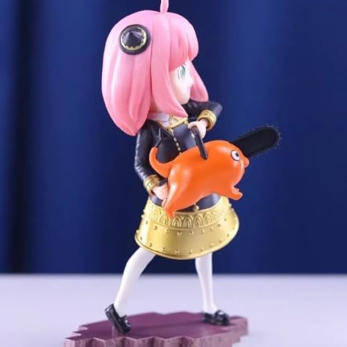 Image of Blue Aura Anya Forger Action Figure with Pochita Height-17cm Collectible Multicolour PVC | Anya with Pochita