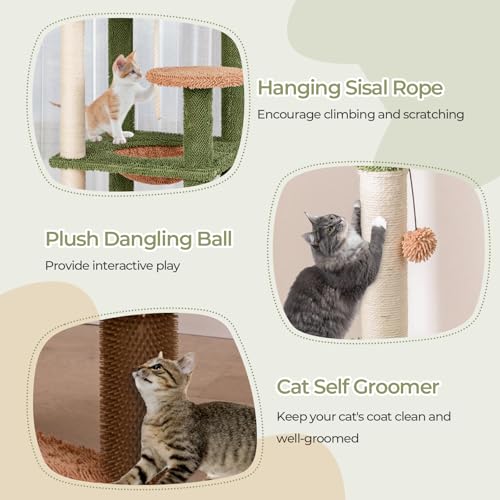 Tangkula Árbol para Gatos 60 Pulgadas Verde con Rascadores miniatura 5