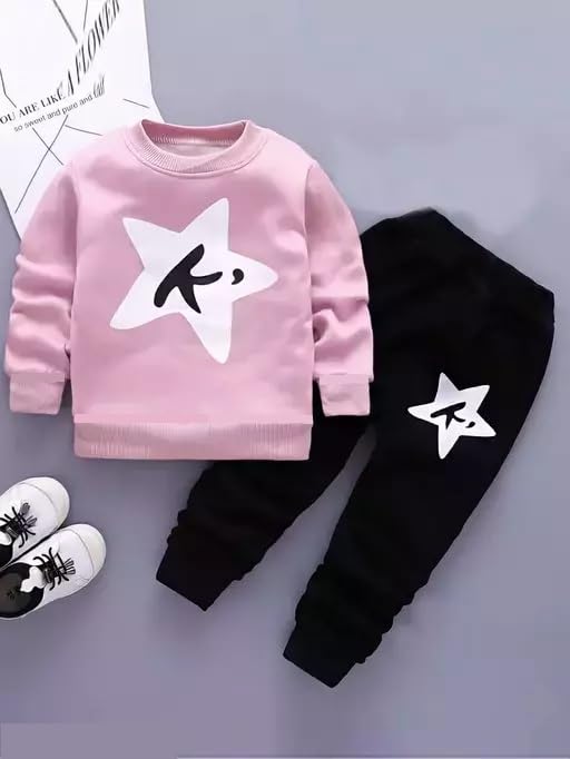 Image of Cotton Casual Full Sleeve Hoodie Set for Boys (Pink and Black) Cute & Comfortable Outfit Perfect for Little Boys Fun Design for Playtime