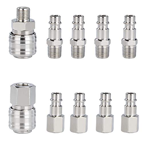 Tunejoy 10 Piezas Acoplador de Aire 1/4' BSP Conectore Rapidos Aire Comprimido Conectors de Manguera Enchufe Rápido para Manguera Aire Compresor Macho Hembra