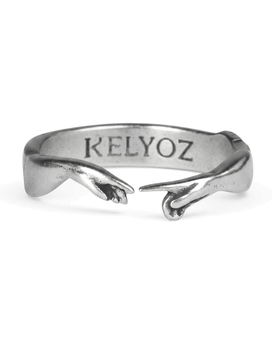 Kelyoz Creation of Adam Ring – Vintage Art Jewelry, Stainless Steel
