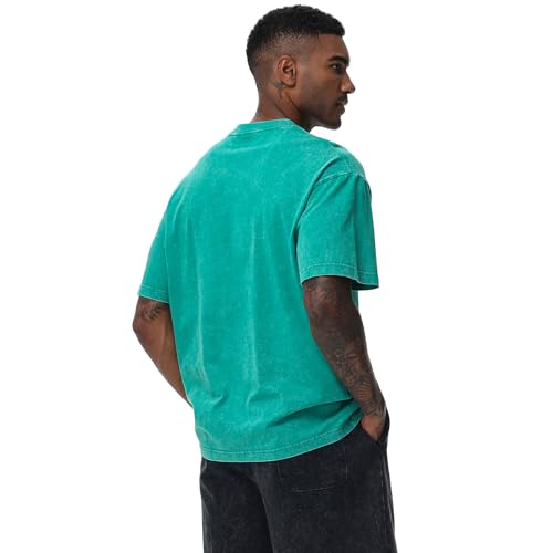 Camisetas de gran tamaño para hombre, camisetas pesadas, cuello redondo, manga corta, camisetas básicas de algodón, unisex, Verde, Medium