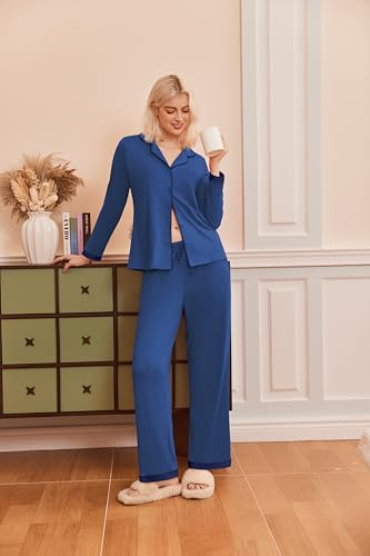Image of Ekouaer Pajamas for Women Set Long Sleeve Loungewear Button Down Pjs Sets