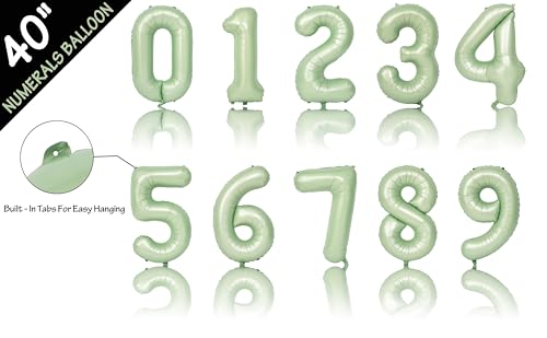 Image of 40 In Olive Green Number Balloons 9 Giant Helium Foil Mylar Green Balloon | Birthday Party Decorations Suitable For Boys' And Girls' Birthday Parties Anniversary celebration digital 9