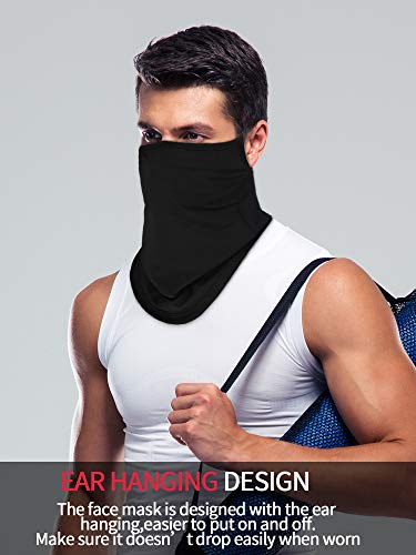 SATINIOR 4 Pcs Neck Gaiter with Ear Loops Neck Covers Bandana Cloth Face Gaiter Mask for Men Women Winter Non Slip Headwear