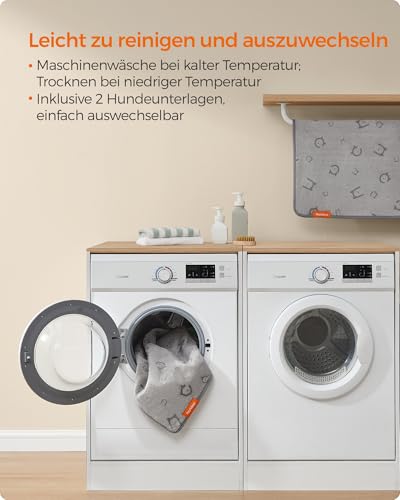 Feandrea Hundedecke, 2er Set, Wiederverwendbare Hundematte, 61 x 46 cm, S, wasserdicht, auslaufsicher, rutschfest, saugfähig für Hunde, Katzen, Kaninchen, Taubengrau PTD001G01