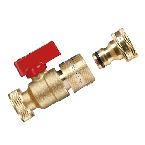 GORILLA EASY CONNECT Garden Hose Quick Connect Fittings with Ball Valve. ¾ Inch GHT Solid Brass.