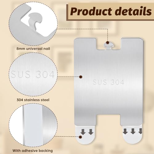 Image of 6 Pcs Metal Picture Frame Hangers Damage Free Hanging, Adhesive Sawtooth Picture Hanging Hooks Without Nails No Damage Picture Wall Hangers Art Hanger Hooks for Home Door Closet