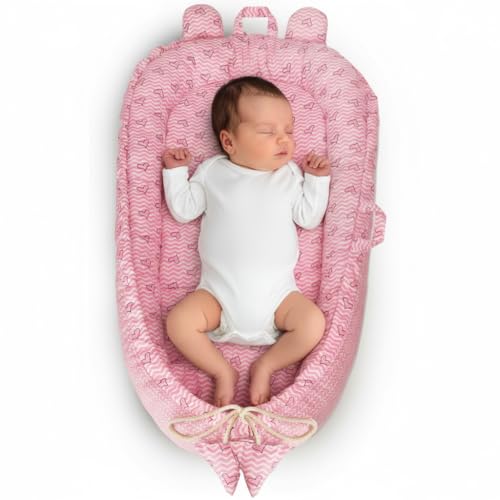Nido bebe recien nacido - Reductor cuna bebé - Ninho para bebe - Cuna nido de 90x50 cm - BBasombroso (Corazones Rosas)