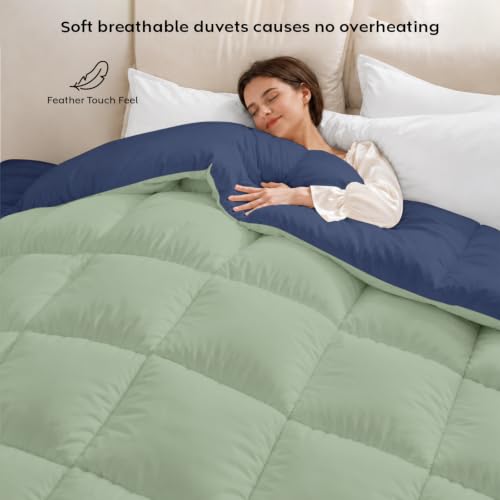 Image of AYKA Reversible Comforter 220 GSM Microfiber Reversible AC Comforter /Blanket for Winter /Quilt /Dohar /Duvets for King Size Blanket /Comforter Double Bed (Olive & Navyblue, 60 * 90 inch)