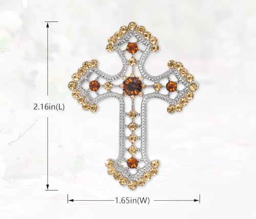 Image of Gyn&Joy Sparkle Crystal Rhinestones Holy Cross Brooch Pin Jewelry For Women Men