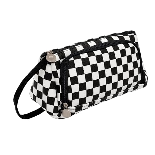Image of Zollyss Polyester Big Capacity Pencil Case High Large Storage Pouch Marker Pen Case Simple Stationery Bag School College Office Organizer for Teens Girls & Boys (Black & White)