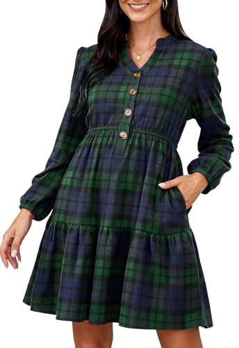 Image of Jayscreate Women's 2025 A-line Suede Dress Pocket Mini V Neck Elegant Long Sleeve Spring Fall Winter Short Dress