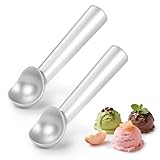 Nepfaivy Eisportionierer Eislöffel Portionierer 2 Stück - 18cm Eiskugelportionierer mit Antihaftbeschichtung, Leicht zu Reinigen, Robuster Eiskugelformer für Hart-Eis, Gelato, Keksteig, Sorbet, Silber