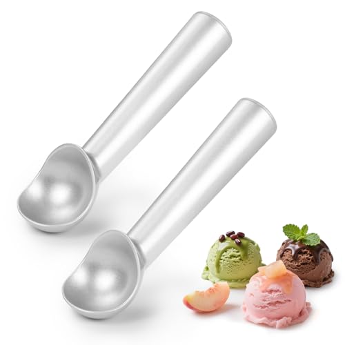 Nepfaivy Eisportionierer Eislöffel Portionierer 2 Stück - 18cm Eiskugelportionierer mit Antihaftbeschichtung Leicht zu Reinigen Robuster Eiskugelformer für Hart-Eis Gelato Keksteig Sorbet Silber