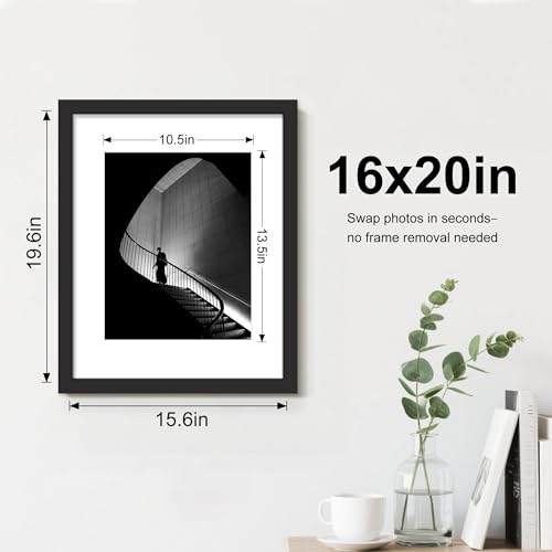 Image of Picrit 16x20 Picture Frame Set of 7, Black Poster Frames for Wall