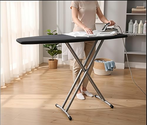 Image of SD STANDLONE Premium Foldable Ironing Board with Iron Rest & Adjustable Height | Heavy-Duty Steel Frame | Heat-Resistant Padded Cover | Stable Non-Slip Legs | Space-Saving Design for Home Use