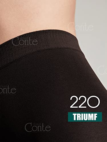 Image of Conte Women's Warm Thick Full Length Black Winter Tights 220 Denier - Triumf