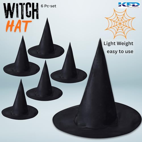 Image of Kaku Fancy Dresses Witch Hat for Girls, Witch Costume Accessory for Halloween Party Prop Multicolor Witch Hat