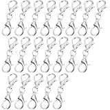 20 Doble Mosquetón Extensiones de Cadena de Doble Apertura, Cierre de Cadena, para Cambiar de Pendientes Pulseras y Cadenas DIY Colgantes y Manualidades, Plata