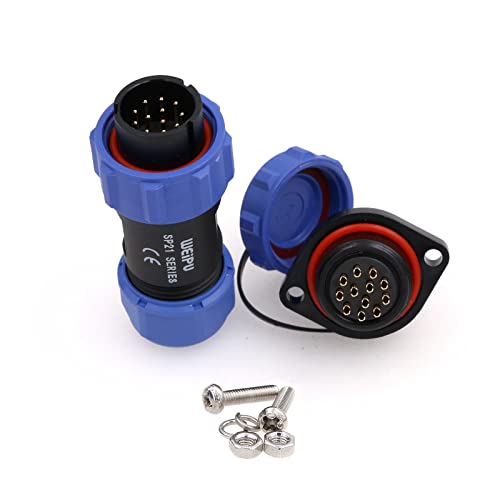 Eonvic Weipu SP21 2-12 Pin Male Plug Female Socket Flange Waterproof IP68 Connector Cable Industrial Circular Solar Electrical Connector (12Pin)
