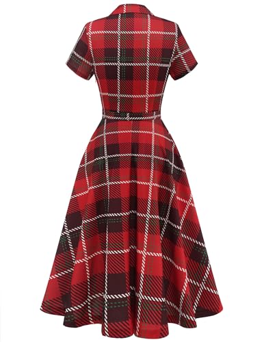 Image of Wedtrend Women's Vintage Tea Dress, Short Sleeve Cocktail Party Dress Work Church Casual Dress