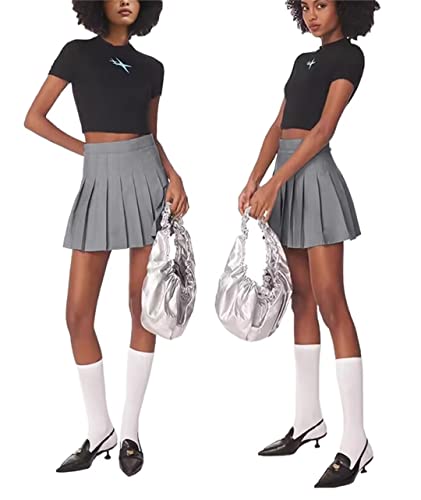 Minissaia plissada de cintura alta saia de tênis para mulheres meninas vestido de uniforme escolar s