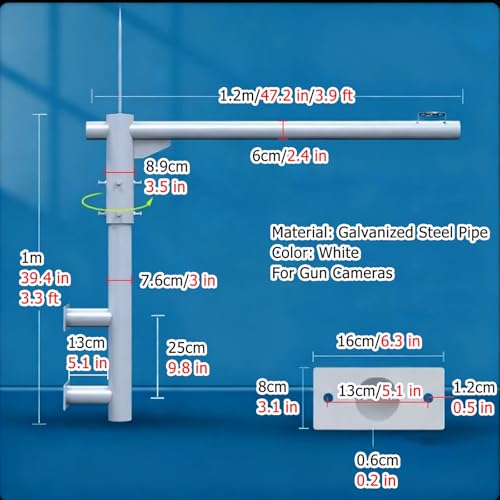 Support de caméra de sécurité extérieure réglable à 360 avec fixation en acier 1m - 5